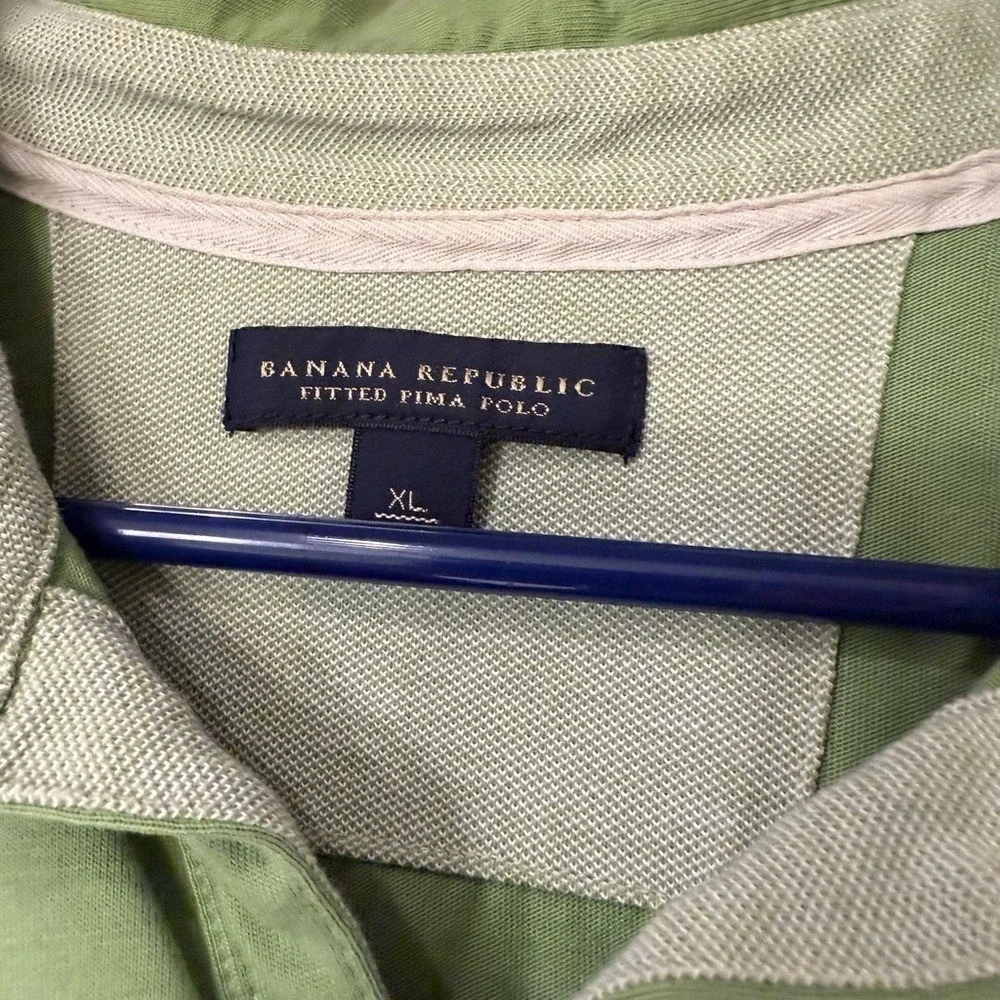 Banana Republic Fitted Pima Cotton Polo Shirt Men's‎ XL Green Short Sleeve